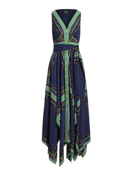 abito donna fantasia  foulard verde e blu Ralph Lauren | 200P08108001